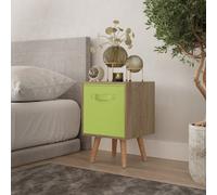 Urbn-Living Urbnliving 50Cm Height Green 1-Drawer Cube Oak Shelving Unit With Scandinavian Beech Legs