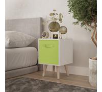Urbn-Living Urbnliving 50Cm Height Green 1-Drawer Cube Shelving Unit With Scandinavian Pine Legs