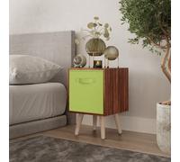 Urbn-Living Urbnliving 50Cm Height Green 1-Drawer Cube Teak Shelving Unit With Scandinavian Pine Legs