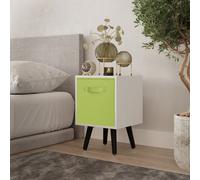 Urbn-Living Urbnliving 50Cm Height Green 1-Drawer White Cube Shelving Unit With Scandinavian Black Legs