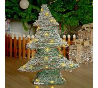Urbn-Living Urbnliving 50Cm Pre Lit Artificial Christmas Tree Green & White Xmas Light Up Led Festive Decor