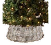 Urbn-Living Urbnliving 50Cm Round Medium Christmas Tree Skirt Xmas Rattan Wicker Whitewash Base Cover Stand