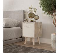 Urbn-Living Urbnliving 51Cm Height Antique Oak Wooden Cube Storage Bookcase Cream Inserts Scandinavian Pine Legs
