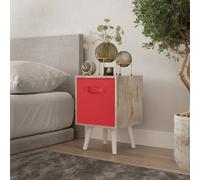 Urbn-Living Urbnliving 51Cm Height Antique Oak Wooden Cube Storage Bookcase Red Inserts Scandinavian White Legs