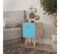 Urbn-Living Urbnliving 51Cm Height Antique Oak Wooden Cube Storage Bookcase Sky Blue Inserts Scandinavian Pine Legs