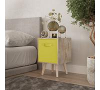 Urbn-Living Urbnliving 51Cm Height Antique Oak Wooden Cube Storage Bookcase Yellow Inserts Scandinavian Pine Legs