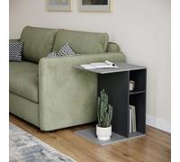 Urbn-Living Urbnliving 51Cm Height Grey & Black C-Shape Side Wooden End Coffee Bedside Nightstand Laptop Table