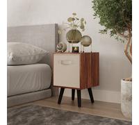 Urbn-Living Urbnliving 51Cm Height Teak Wooden Cube Storage Bookcase Beige Inserts Scandinavian Black Legs