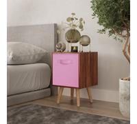 Urbn-Living Urbnliving 51Cm Height Teak Wooden Cube Storage Bookcase Light Pink Inserts Scandinavian Beech Legs