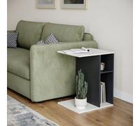 Urbn-Living Urbnliving 51Cm Height White & Black C-Shape Side Wooden End Coffee Bedside Nightstand Laptop Table