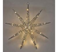 Urbn-Living Urbnliving 52Cm Width Hanging Silver Snowflake Christmas Star Decoration Led Lights