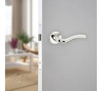 Urbn-Living Urbnliving 52mm Diameter 2 Pcs Algrave Metal & Polished Nickel Lever Latch Door Handles Set