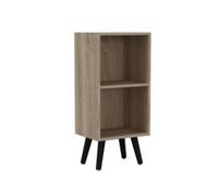 Urbn-Living Urbnliving 53Cm Height 2 Tier Antique Oak Wooden Storage Cube Bookcase Scandinavian Style Black Legs