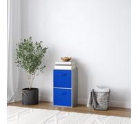 Urbn-Living Urbnliving 54Cm Height Grey 2-Tier Cube Shelving Unit With Dark Blue Inserts