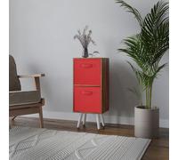 Urbn-Living Urbnliving 54Cm Height Teak Wooden 2 Tier Storage Bookcase White Legs Bedroom Red Inserts