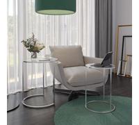 Urbn-Living Urbnliving 59Cm Height Round Nesting Side Coffee Tables Transparent Glass Top With Chrome Metal Leg Set Of 2