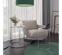 Urbn-Living Urbnliving 59Cm Height Round Nesting Side Coffee Tables White Glass Top With Chrome Metal Leg Set Of 2