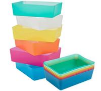 Urbn-Living Urbnliving 6-Pack Coloured Plastic Storage Baskets With Lids Multi-Purpose Home & Office Organisers