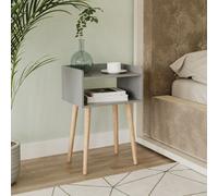 Urbn-Living Urbnliving 60Cm Height Grey Modern Bedside Table Storage Display Unit With 2 Shelves & Solid Pinewood Legs