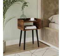 Urbn-Living Urbnliving 60Cm Height Modern Bedside Rustic Brown Table Storage Display Unit With 2 Shelves & Solid Pinewood Legs