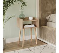 Urbn-Living Urbnliving 60Cm Height Oak Modern Bedside Table Storage Display Unit With 2 Shelves & Solid Pinewood Legs