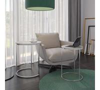 Urbn-Living Urbnliving 60Cm Height White Marble Wood Top With Chrome Metal Legs Round Nesting Stackable Sofa Side Bedside End Table Set Of 2
