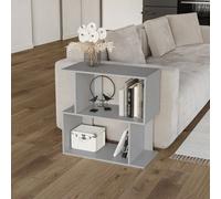 Urbn-Living Urbnliving 60Cm Width Grey 2-Tier Bookcase Irregular Storage Shelf Wooden Shelving Display Organiser Unit