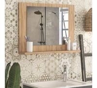 Urbn-Living Urbnliving 60Cm Width Modern Pine Wooden Wall Mounted Bathroom Mirror With Cosmetics Shelf Vanity Storage