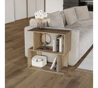 Urbn-Living Urbnliving 60Cm Width Oak 2-Tier Bookcase Irregular Storage Shelf Wooden Shelving Display Organiser Unit