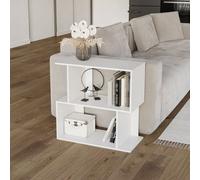 Urbn-Living Urbnliving 60Cm Width White 2-Tier Bookcase Irregular Storage Shelf Wooden Shelving Display Organiser Unit