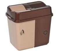 Urbn-Living Urbnliving 60L Duo Kitchen Bin Waste Garbage Can 2 Compartments With Base Connectors Brown/beige