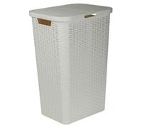 Urbn-Living Urbnliving 60L Large 61Cm Height White Plastic Rattan Style Laundry Clothes Storage Washing Bin Basket Hamper