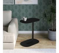 Urbn-Living Urbnliving 63Cm Height Black C Shaped Oval Side End Wood & Metal Bedside Couch Sofa Bedroom Table