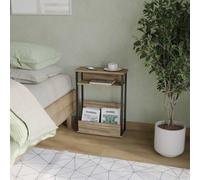 Urbn-Living Urbnliving 63Cm Height Oak 3 Tier Slim Coffee Side Table Newspaper Magazine Shelf Rack Bedside Sofa End Desk