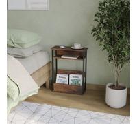 Urbn-Living Urbnliving 63Cm Height Rustic Brown 3 Tier Slim Coffee Side Table Newspaper Magazine Shelf Rack Bedside Sofa End Desk