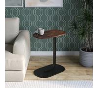 Urbn-Living Urbnliving 63Cm Height Rustic Brown C Shaped Oval Side End Wood & Metal Bedside Couch Sofa Bedroom Table