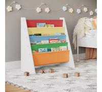 Urbn-Living Urbnliving 63Cm Width Kids Children Mdf & Fabric Display Bookshelf Sling Open Storage 4-Tier Organiser Multicoloured