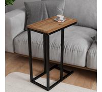 Urbn-Living Urbnliving 64Cm Height C-Shape Metal & Wood Sofa Side Nesting Pine Table Coffee Laptop Home Décor