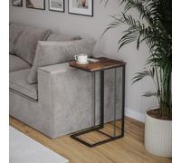 Urbn-Living Urbnliving 67Cm Height Rustic Brown C Shaped Living Room Bedside Metal Frame Side Coffee Table
