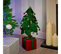 URBNLIVING 70cm Collapsible Soft Plush Artificial Christmas Tree with LED Lights on Base Home Decoration Gift for Indoor Outdoor, Display, Office, Party Xmas Holiday Décor Battery Operated