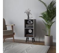 Urbn-Living Urbnliving 74Cm Height Cedar Grey 2-Tier Cube Display Cabinet With Scandinavian Black Legs