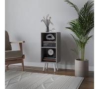 Urbn-Living Urbnliving 74Cm Height Cedar Grey 2-Tier Cube Display Cabinet With Scandinavian White Legs