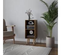 Urbn-Living Urbnliving 74Cm Height Rustic Brown 2-Tier Cube Display Cabinet With Scandinavian Beech Legs