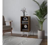 Urbn-Living Urbnliving 74Cm Height Rustic Brown 2-Tier Cube Display Cabinet With Scandinavian White Legs