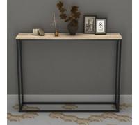 Urbn-Living Urbnliving 75 Height Wooden Free Standing Hallway Console Table Living Room Shelf Metal Legs(Antique Oak)
