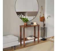 Urbn-Living Urbnliving 75Cm Height 2-Tier Wooden Narrow Console Side Rustic Brown Table Entryway Hallway Furniture Home Office Unit