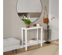 Urbn-Living Urbnliving 75Cm Height 2-Tier Wooden Narrow Console Side White Table Entryway Hallway Furniture Home Office Unit