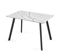 Urbn-Living Urbnliving 75Cm Height 4-6 Person Large White Marble Dining Table W/ Metal Legs Kitchen Breakfast Dinner