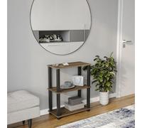 Urbn-Living Urbnliving 75Cm Height Dark Oak With Black Legs 3 Tier S-Tube Multipurpose Shelf Freestanding Wooden Rack Organiser Unit