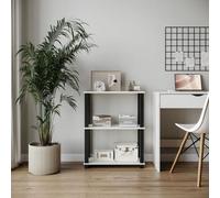 Urbn-Living Urbnliving 75Cm Height White With Black Legs 3 Tier S-Tube Multipurpose Shelf Freestanding Wooden Rack Organiser Unit